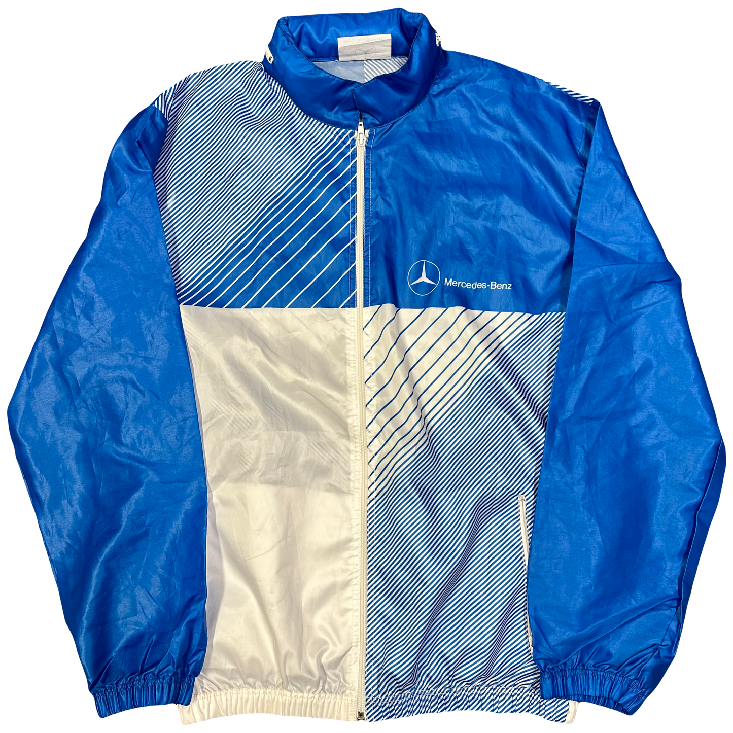 Mercedes Benz Zip Up Nylon Jacket In Blue & White ( L )