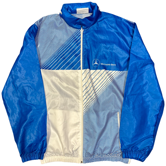 Mercedes Benz Zip Up Nylon Jacket In Blue & White ( L )