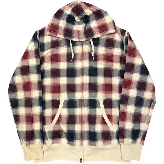 Uniqlo Japan Plaid Hoodie In Navy & Red ( XL )