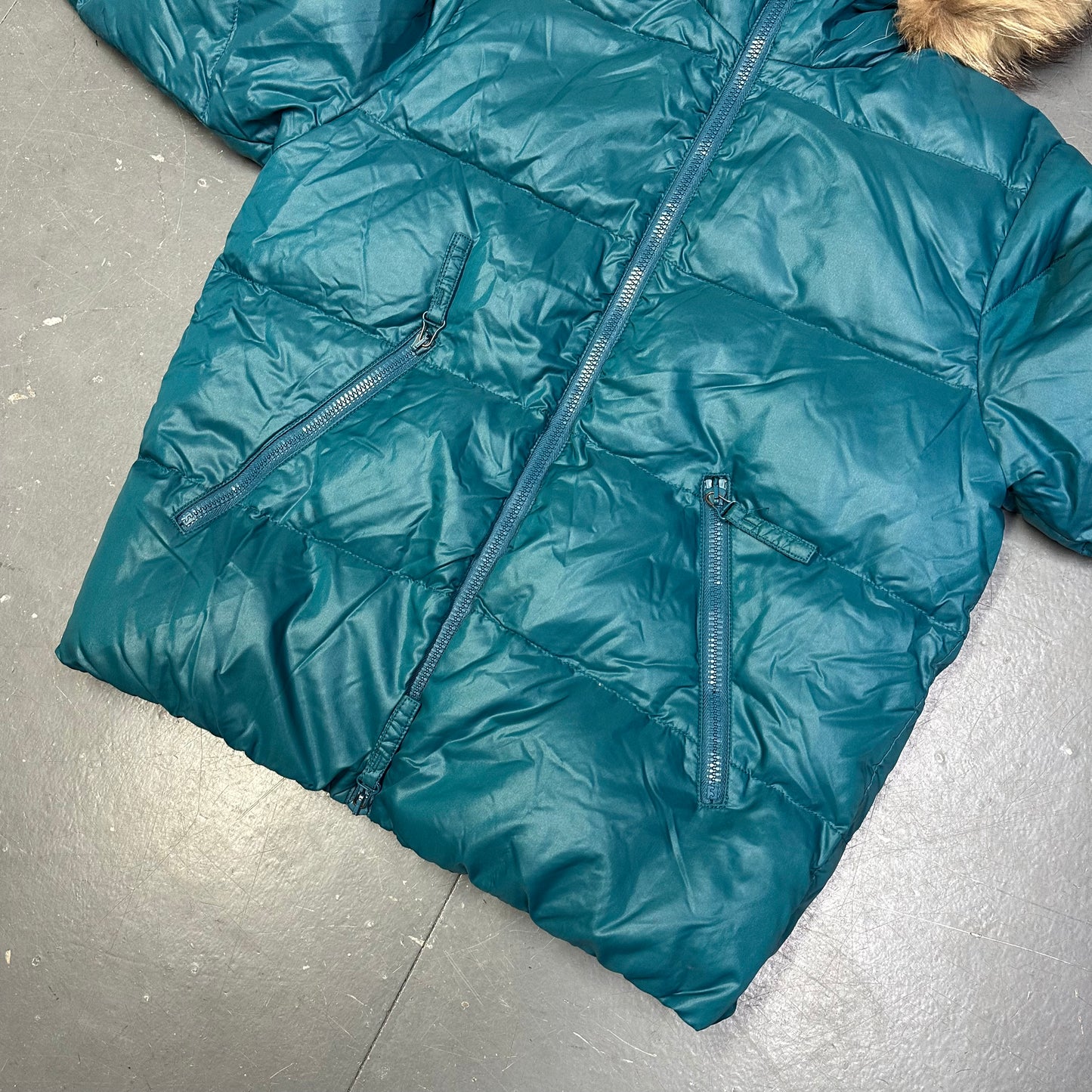 Duvetica Fur Hood Puffer Jacket In Blue (S)