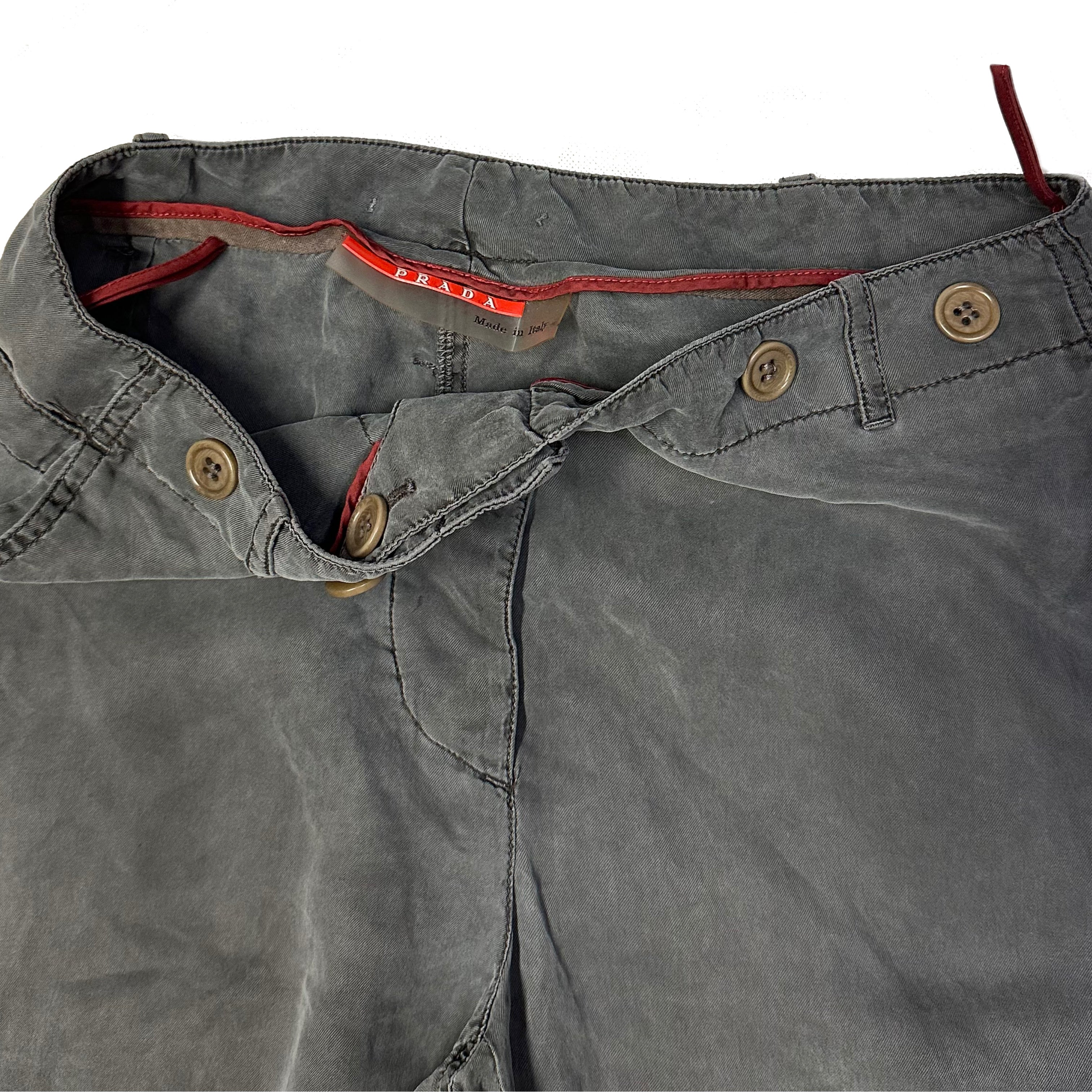 Prada Nylon Trousers In Charcoal Grey ( W28)
