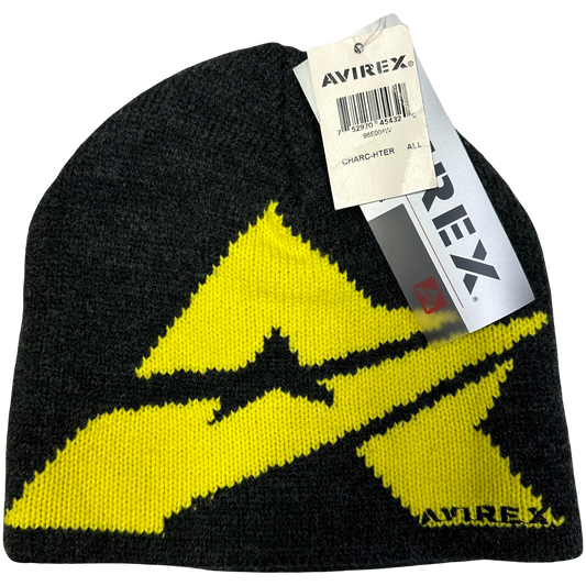 Avirex Big A Beanie In Grey & Yellow ( M/L )