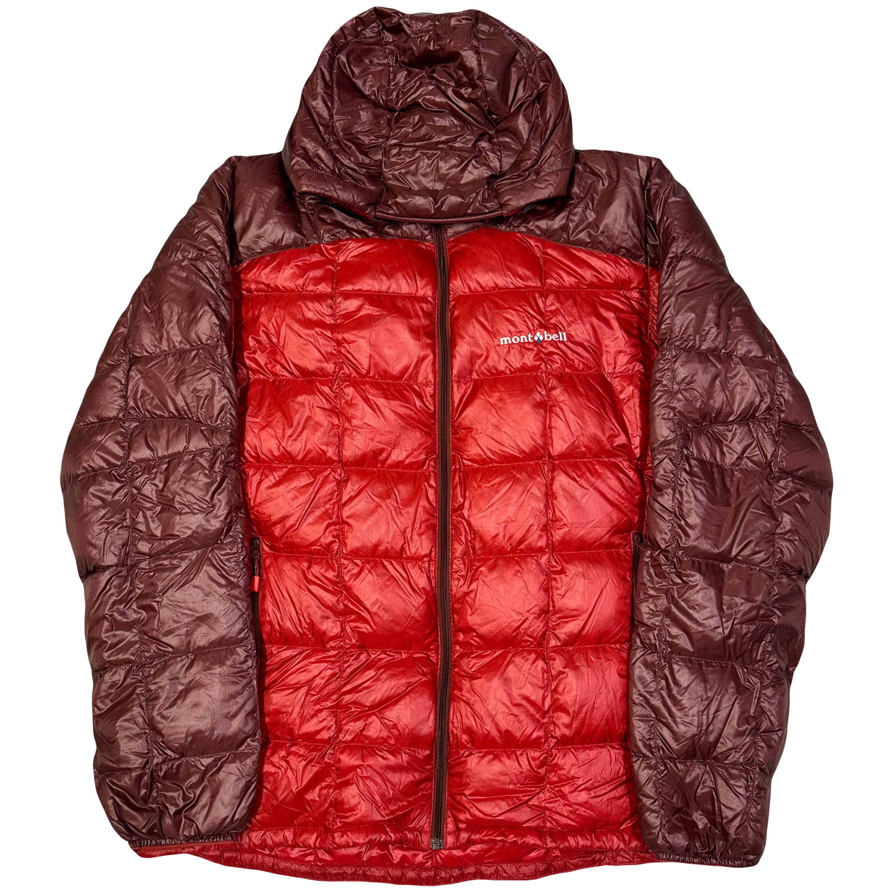 Montbell Two Tone Square Stitch Down Puffer Jacket In Red ( L )