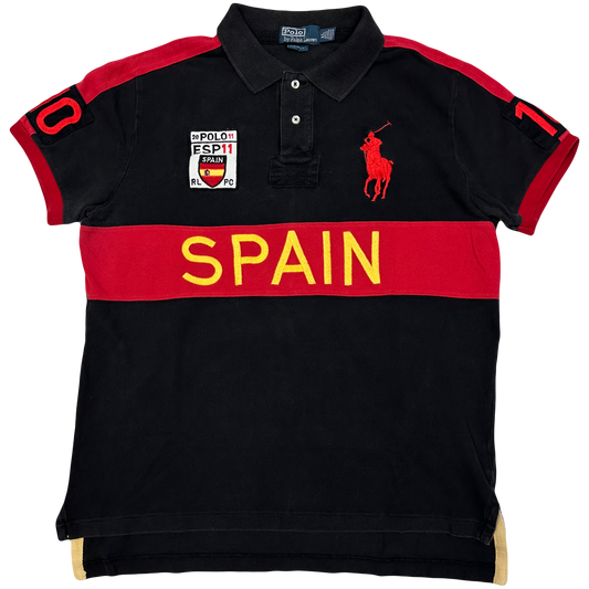 Ralph Lauren Spellout Spain Polo In Black & Red ( XL )
