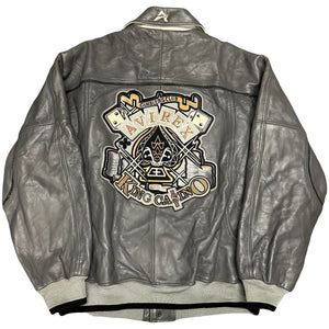 Avirex King Casino Leather Jacket In Grey ( XL )