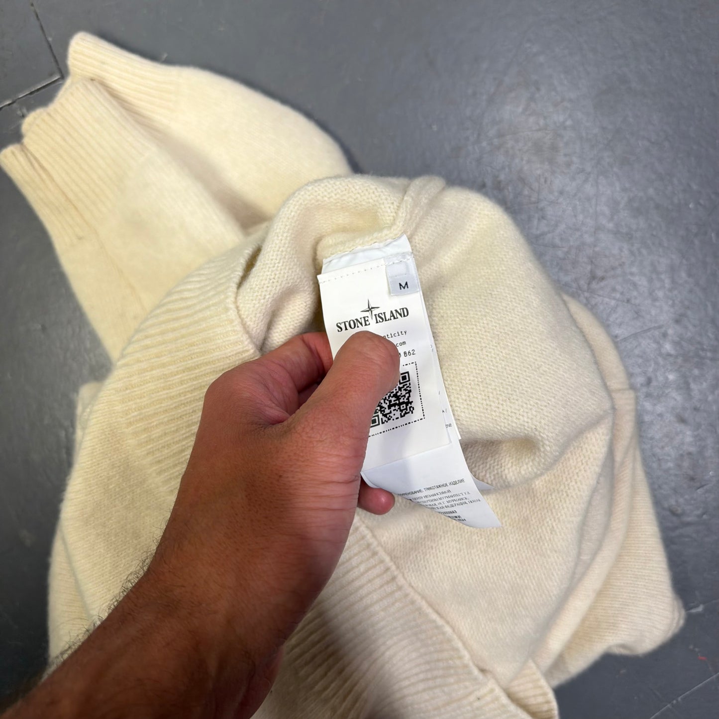 Stone Island Lambswool Knitted Sweatshirt In Cream (M)