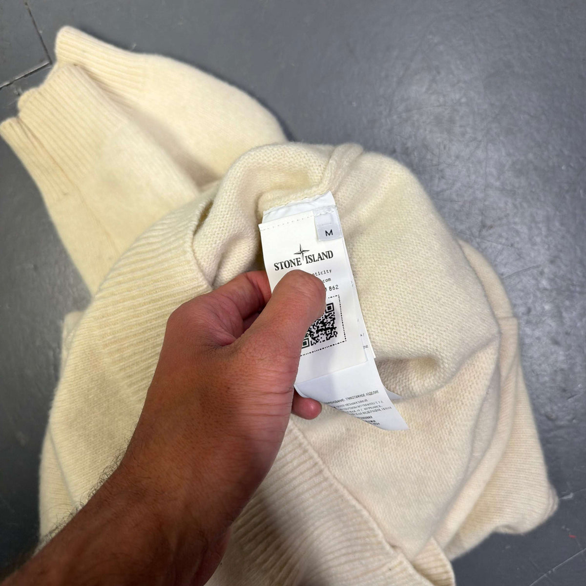 Stone Island Lambswool Knitted Sweatshirt In Cream (M)