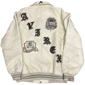 Avirex Spellout Leather Jacket In White ( XL )