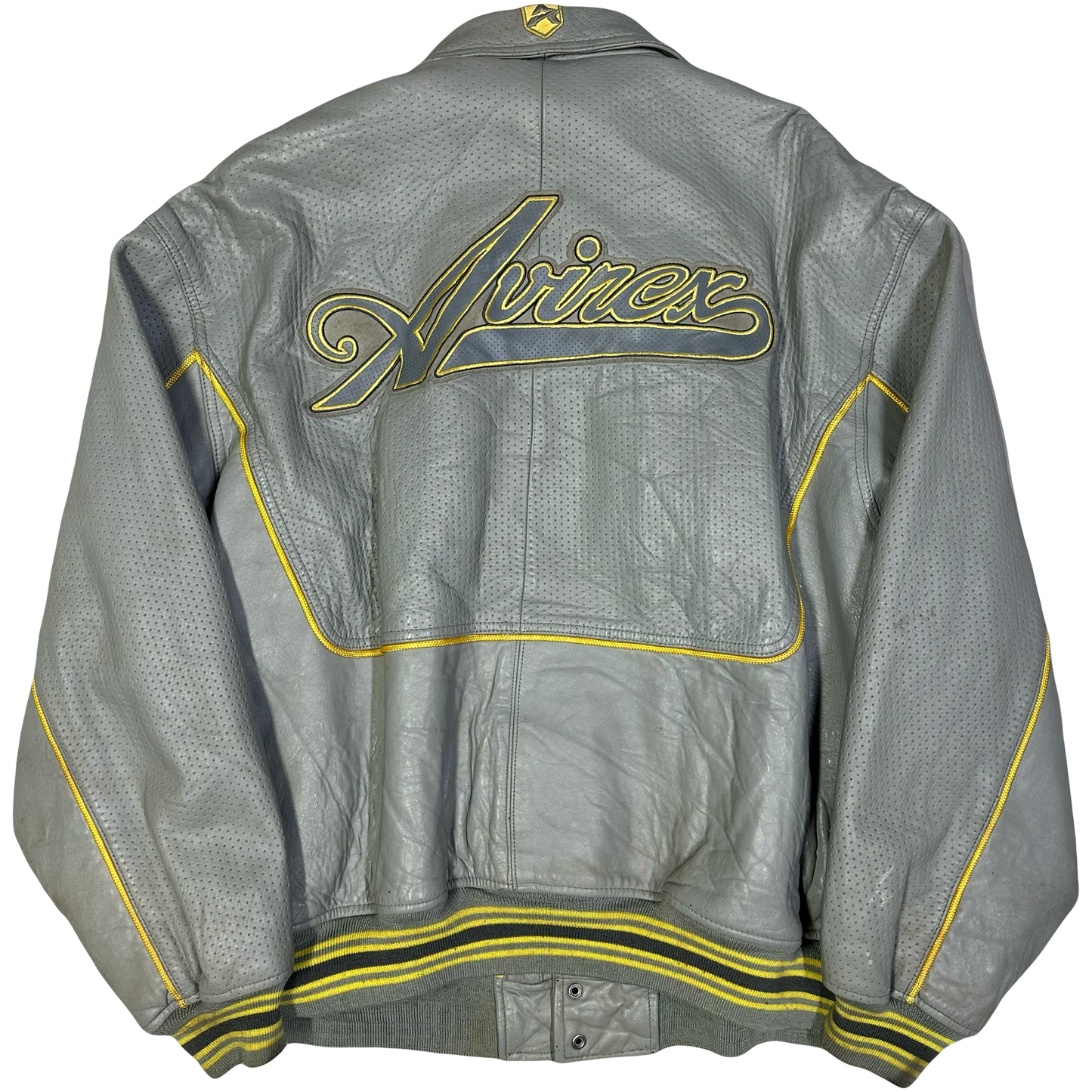 Avirex Leather Jacket In Grey ( 4XL )