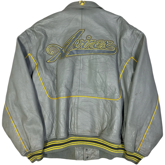 Avirex Leather Jacket In Grey ( 4XL )