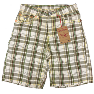 True Religion Tartan Shorts With Yellow Stitch ( W31 )
