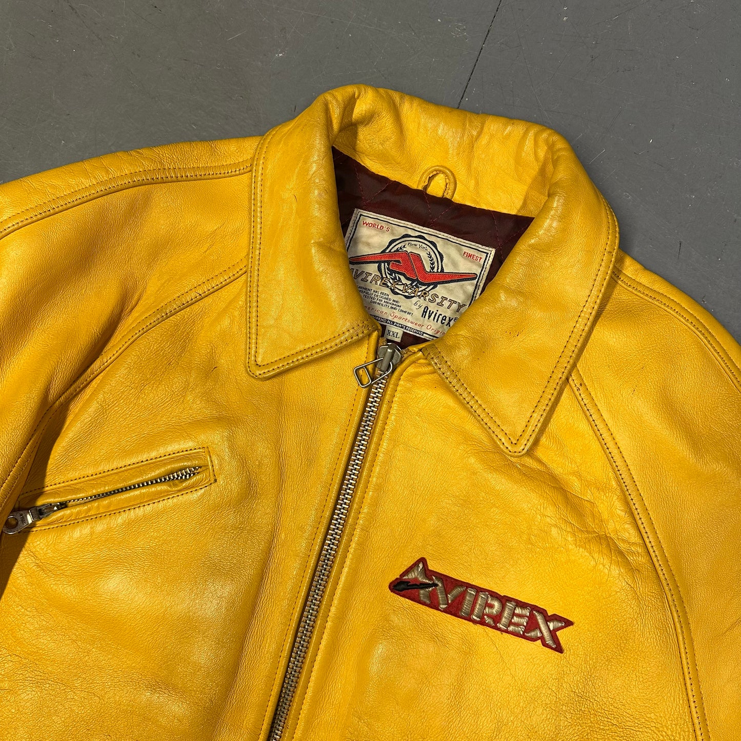 Avirex Leather Jacket In Yellow (XXL)