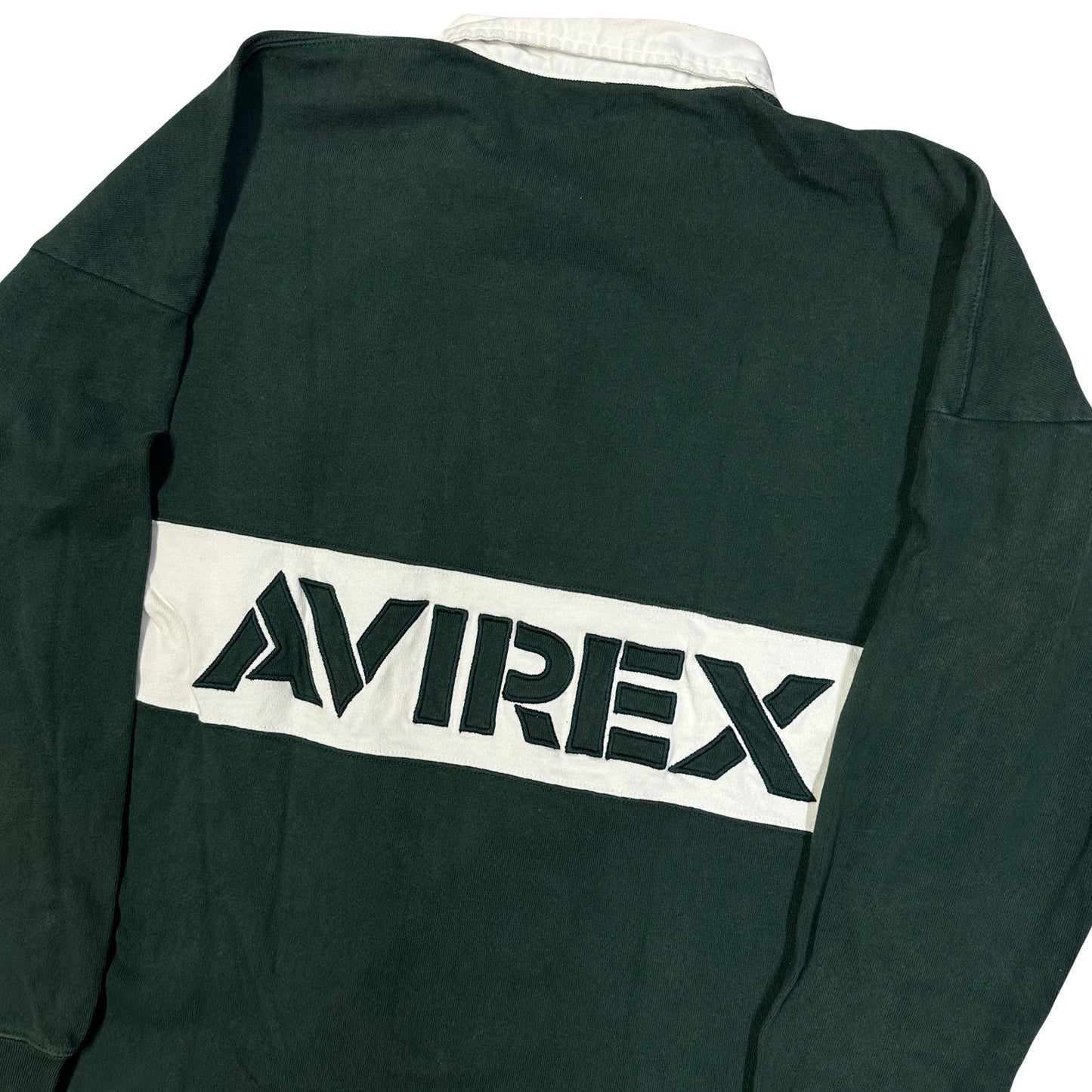 Avirex N.Y Spellout Longsleeve Polo In Green ( L )