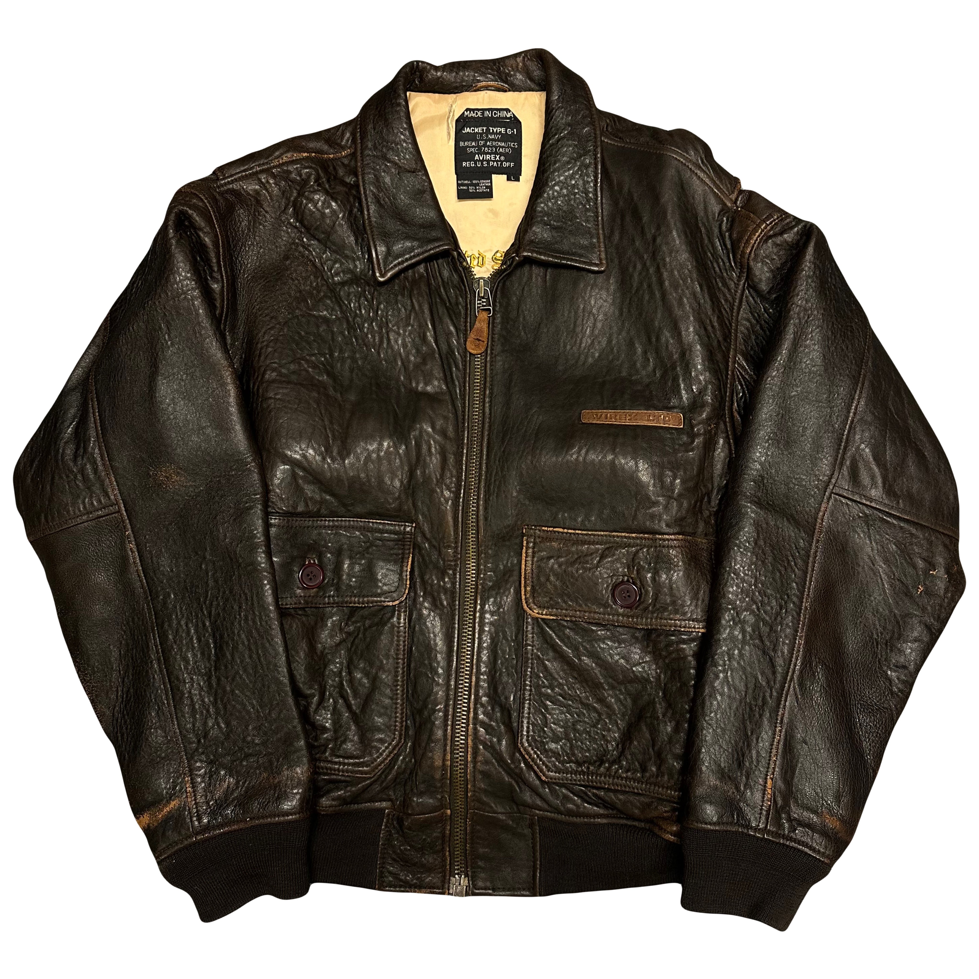 Avirex G-1 Leather Jacket In Brown ( L )