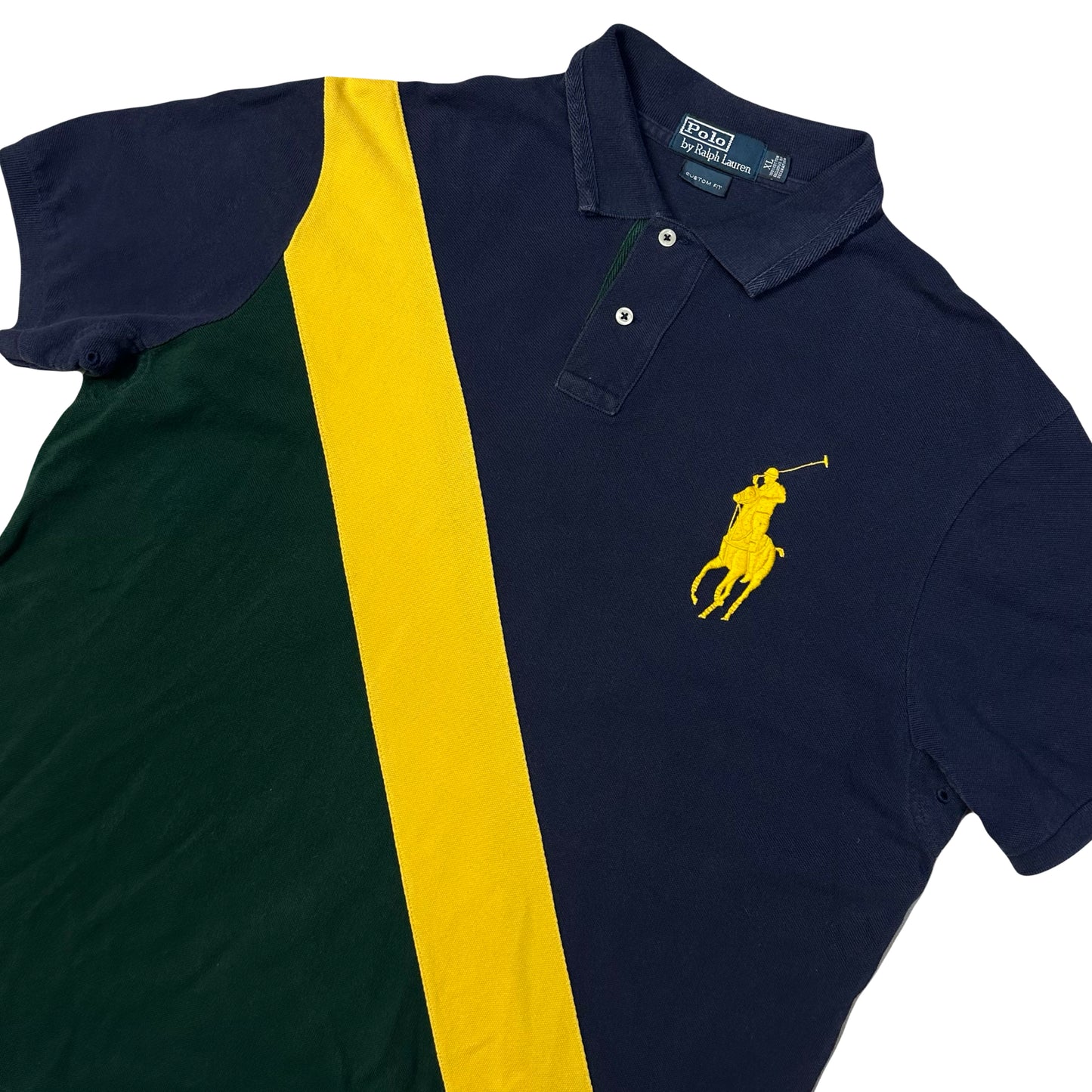 Ralph Lauren Polo In Navy, Green & Yellow ( XL )