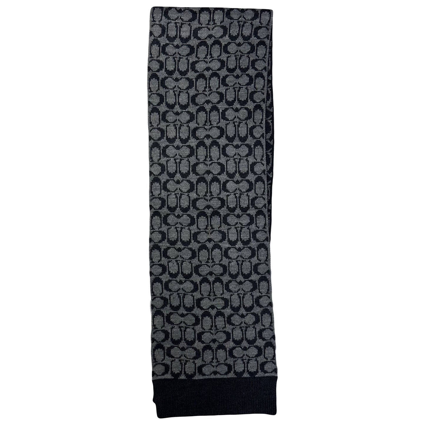 Coach Monogram Scarf In Grey & Black