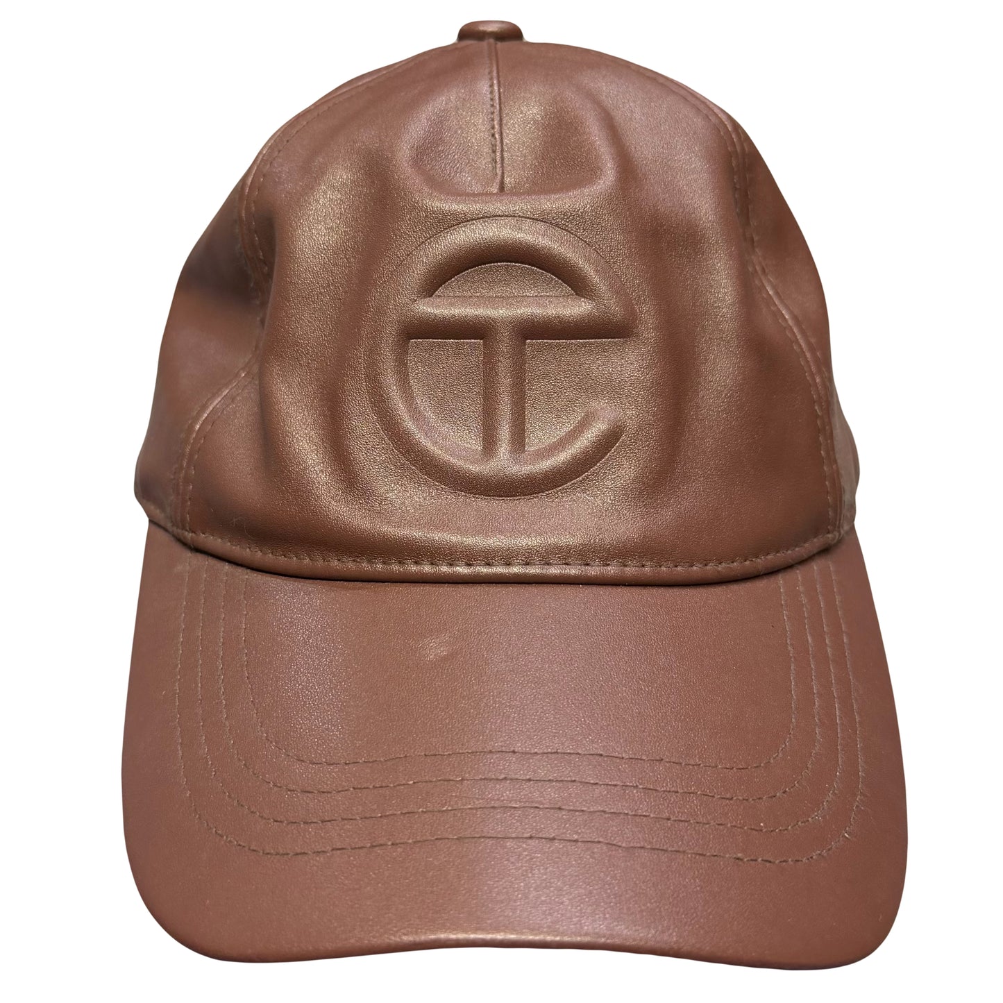 Telfar Embossed Leather Cap In Brown (OS)