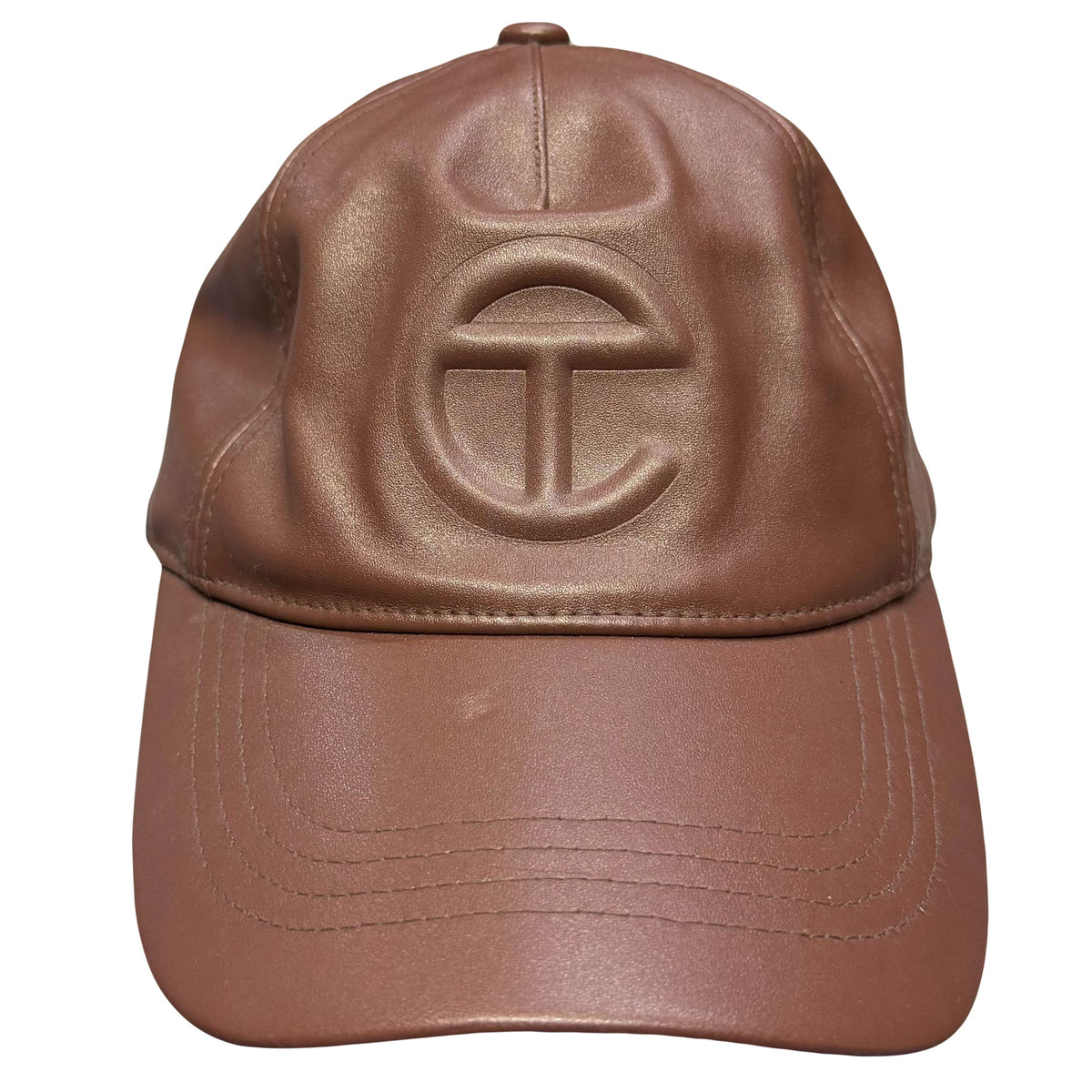 Telfar Embossed Leather Cap In Brown (OS)