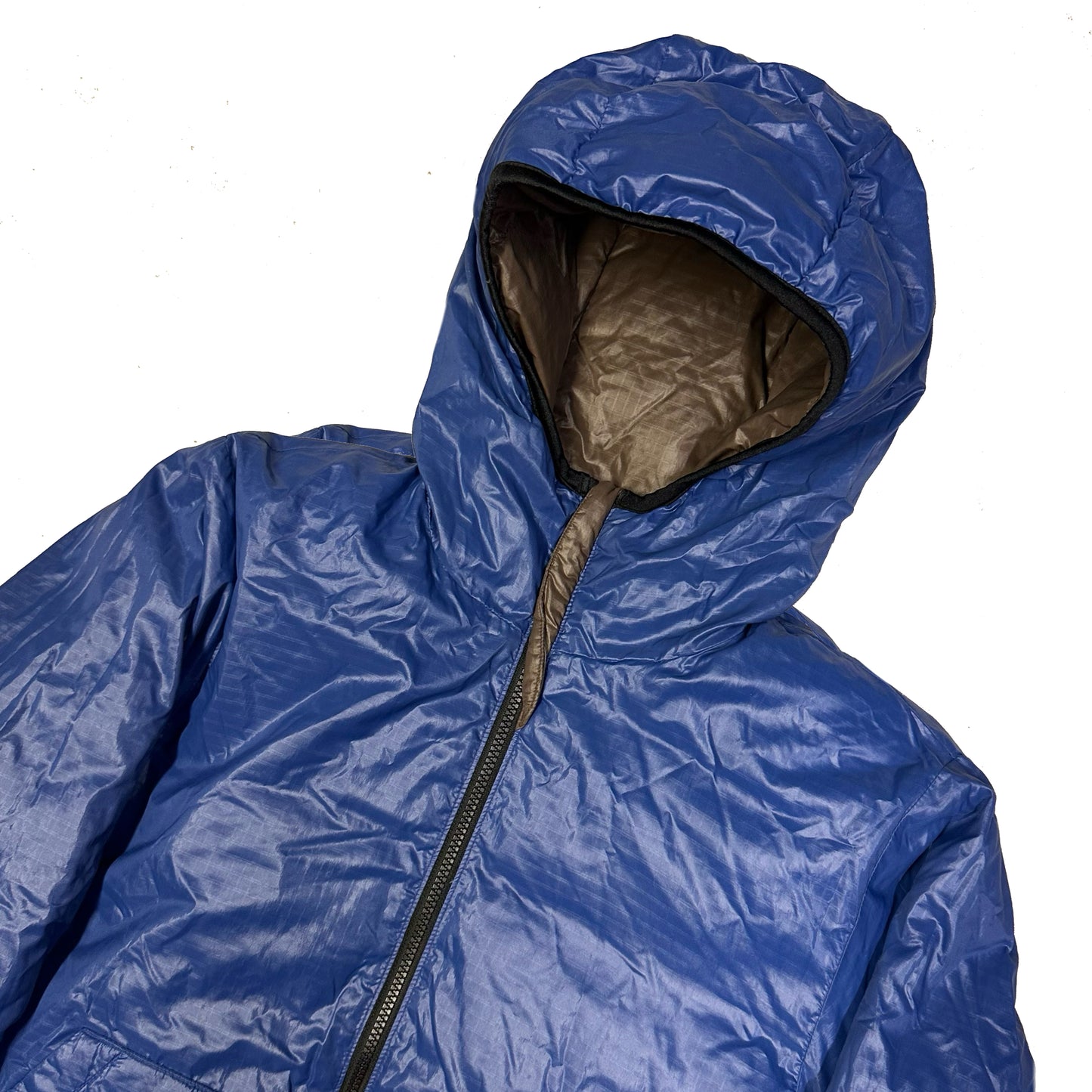 Camp 7 Reversible Puffer Jacket In Brown & Blue ( L )