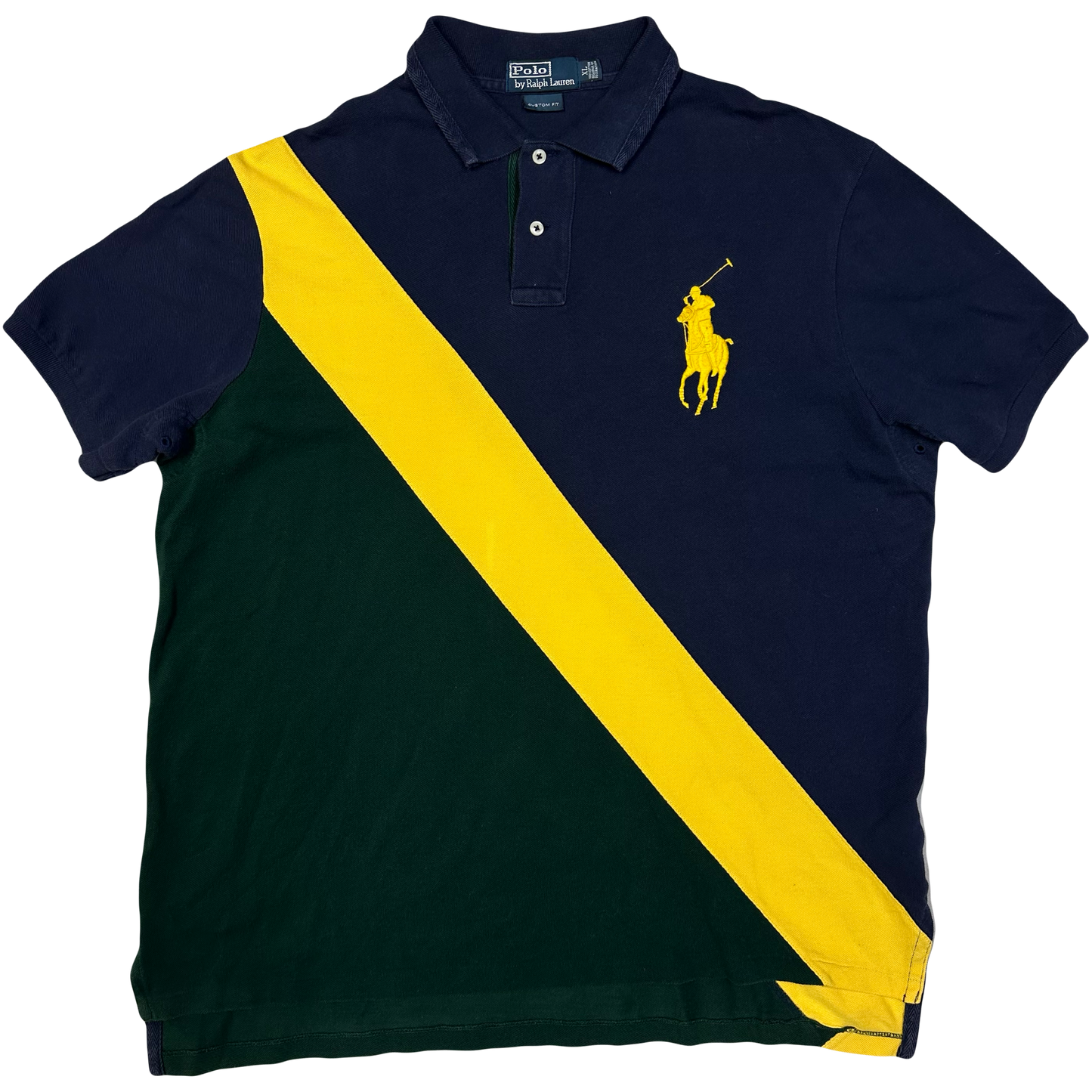 Ralph Lauren Polo In Navy, Green & Yellow ( XL )