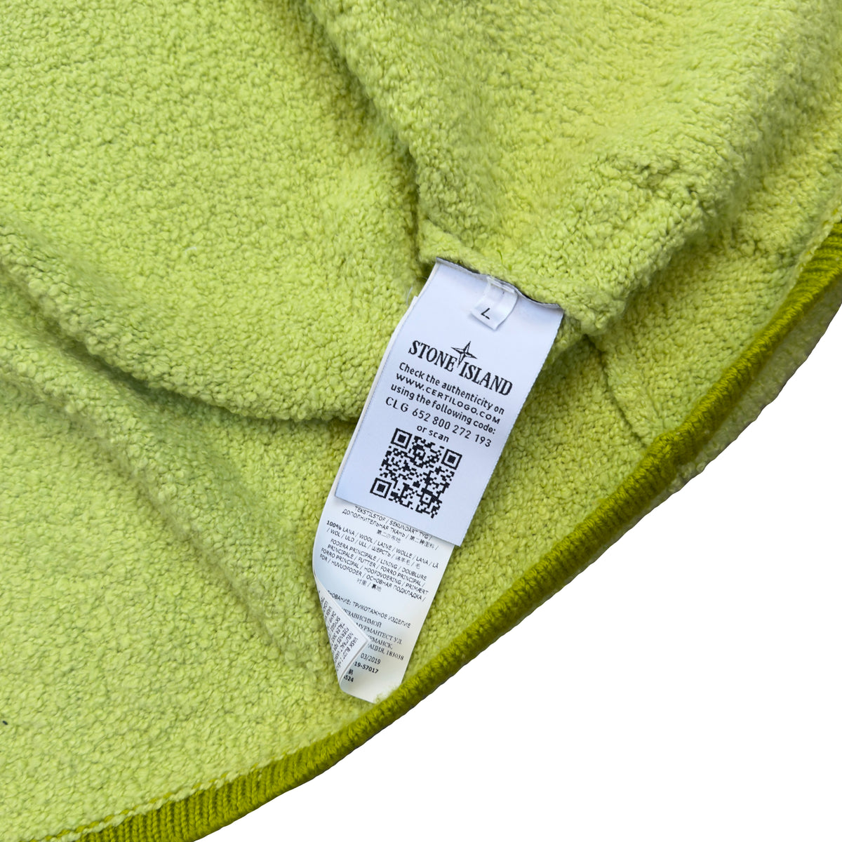 Stone Island AW/19 Knitted Hoodie In Lime Green (L)