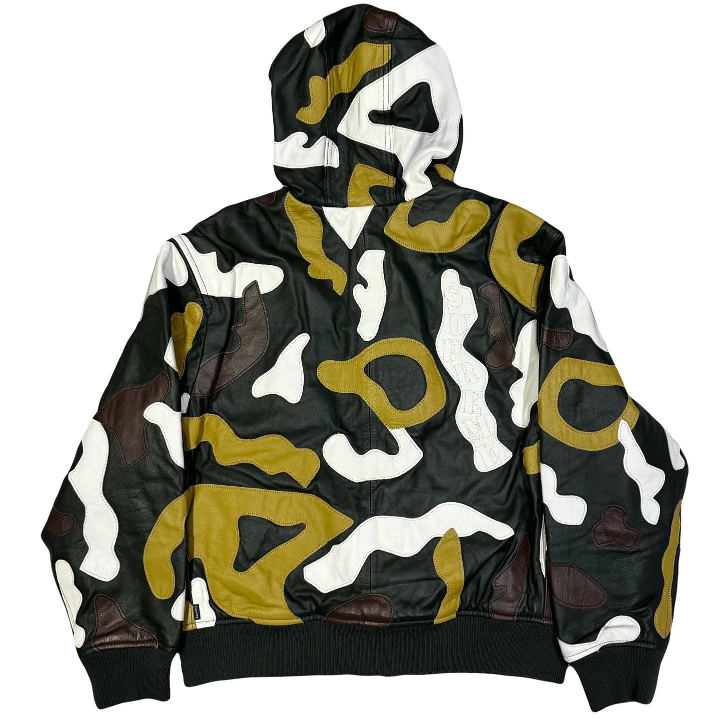 Supreme FW19 Camo Hooded Leather Jacket ( M )