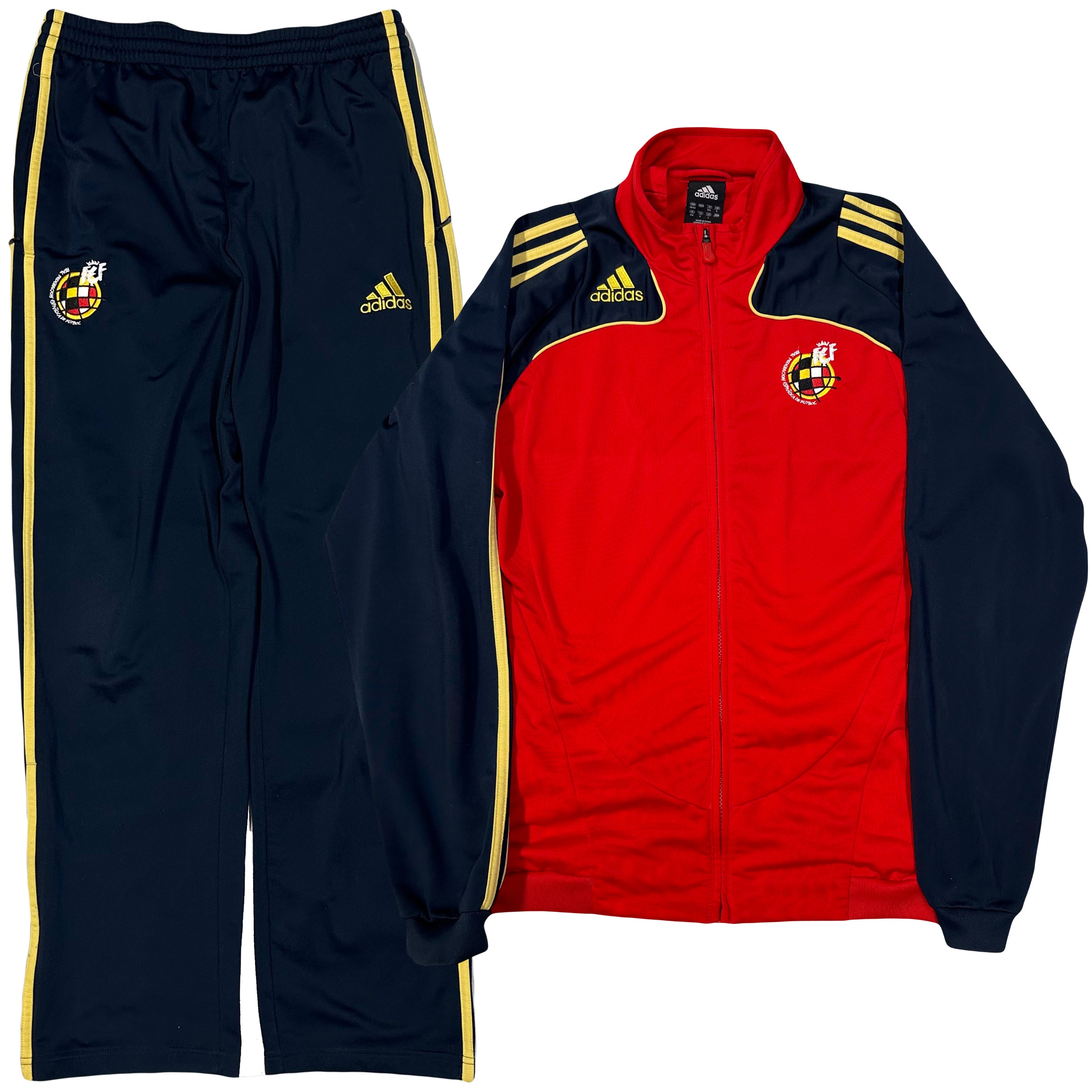 Adidas Spain 2007/08 Nylon Tracksuit In Red & Navy ( M )