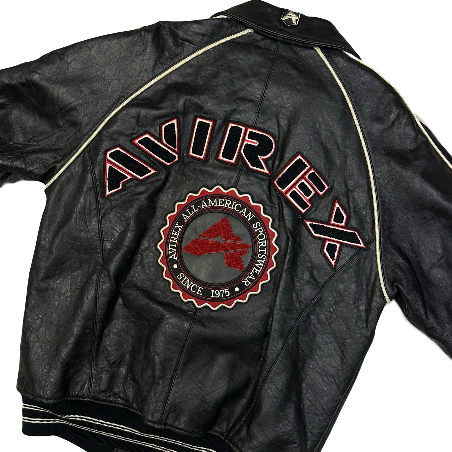 Avirex Leather Jacket In Black ( L )