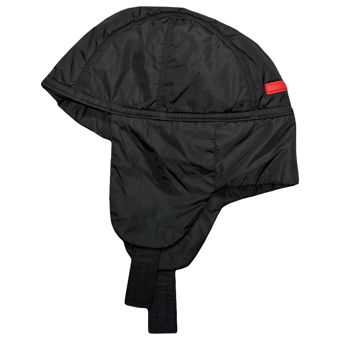 Prada Nylon Trapper Cap In Black (L)