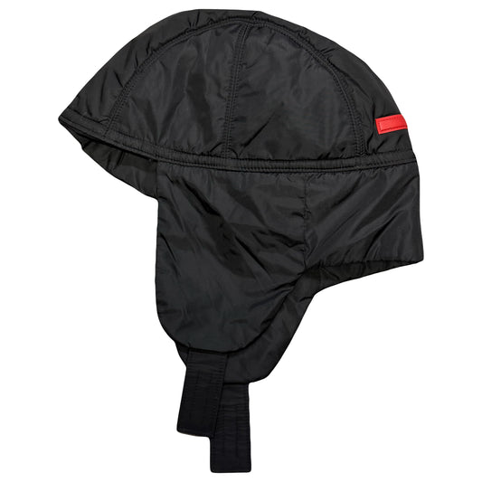 Prada Nylon Trapper Cap In Black (L)