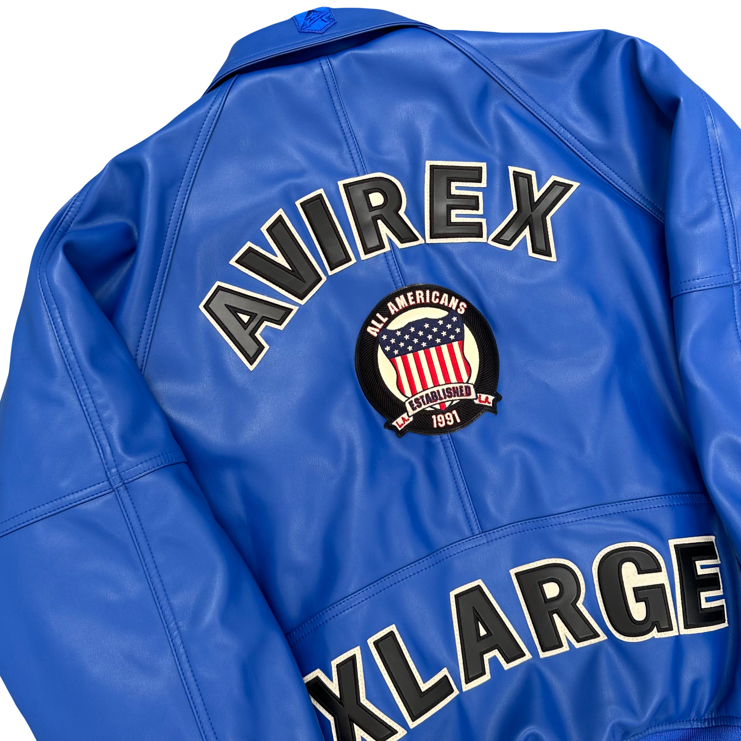 Avirex X XLARGE Icon Leather Jacket In Blue ( XL )