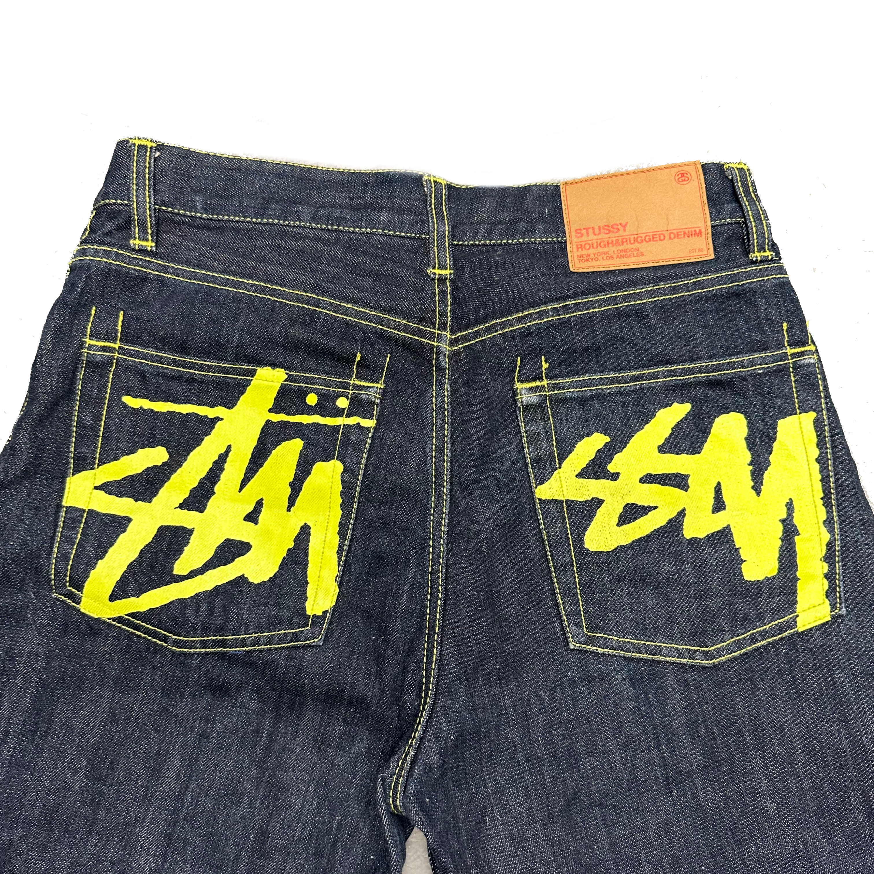 Stüssy Spellout Jorts With Yellow Print ( W30 )