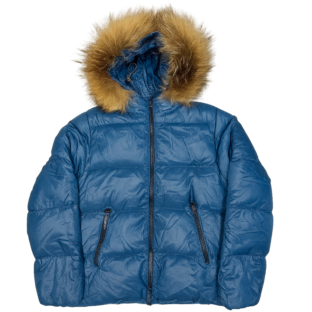 Duvetica Fur Hood Puffer Jacket In Blue ( S )