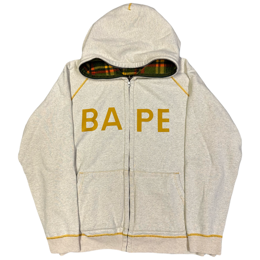 Bape Reversible Plaid Hoodie ( XL )