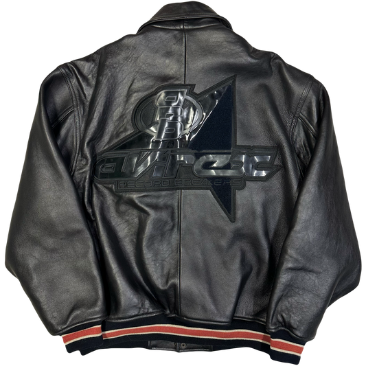 Avirex Record Breakers Leather Jacket In Black ( L )