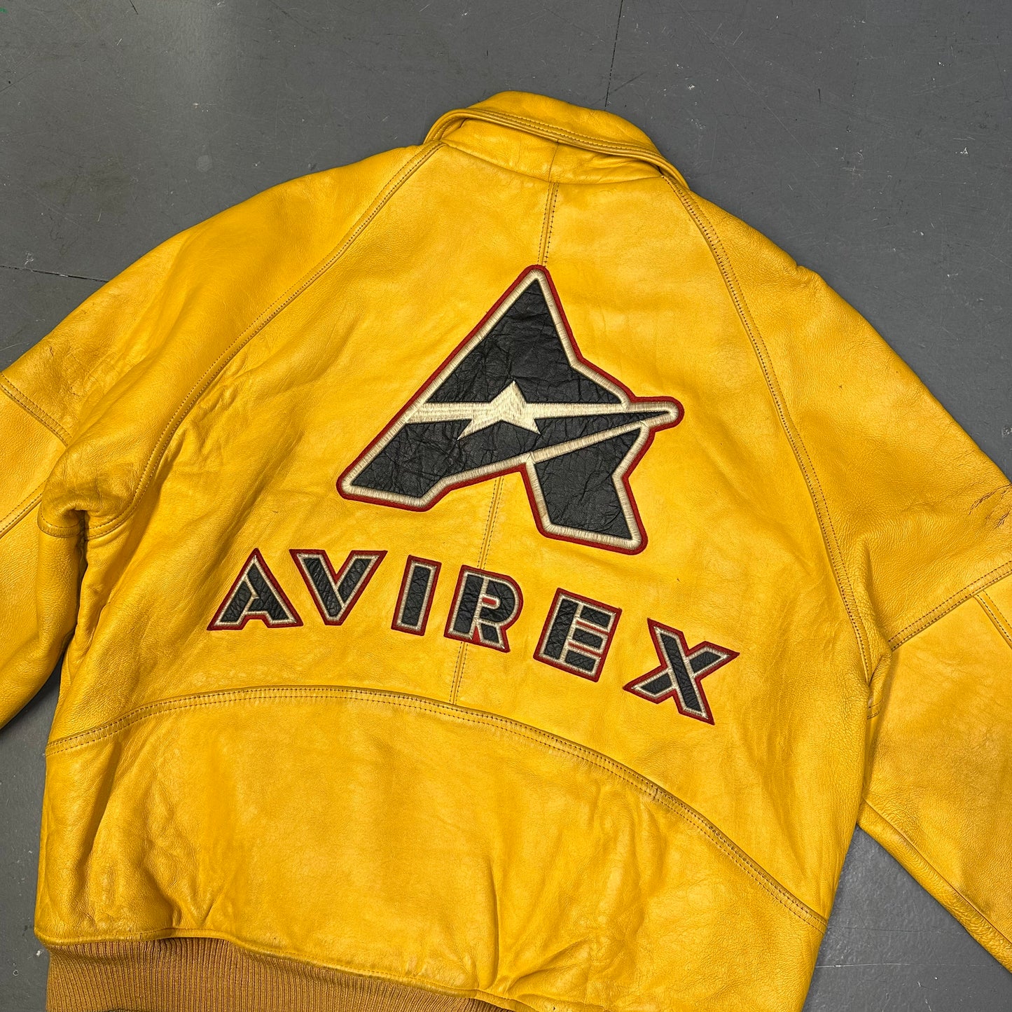 Avirex Leather Jacket In Yellow (XXL)