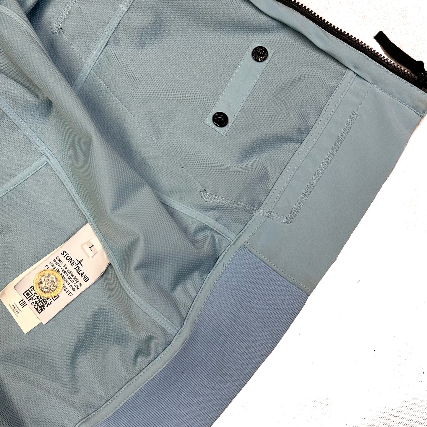 Stone Island Soft Shell Jacket In Baby Blue ( L )