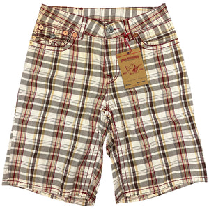 True Religion Tartan Shorts With Red Stitch ( W31 )