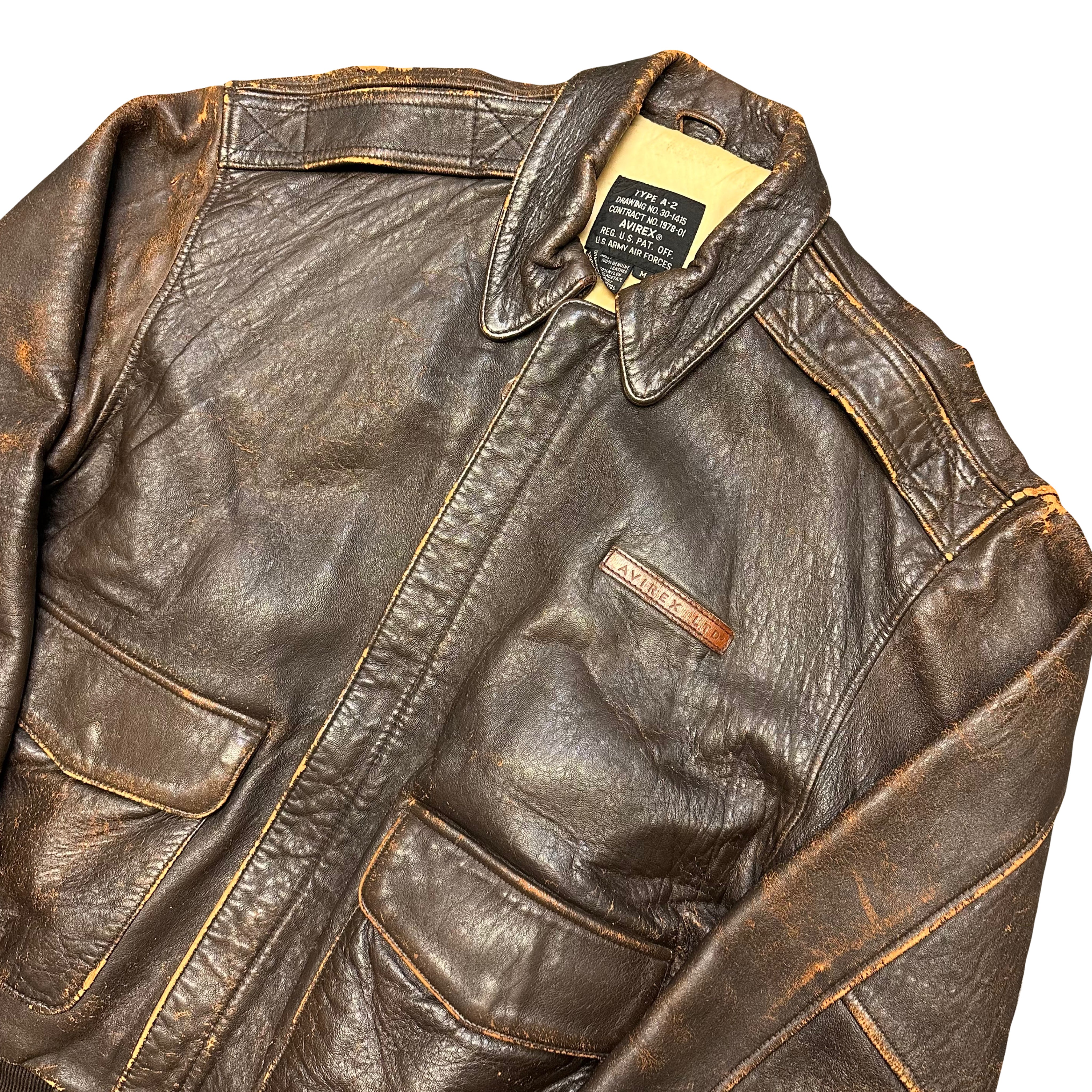 Avirex A-2 Leather Jacket In Brown ( M )