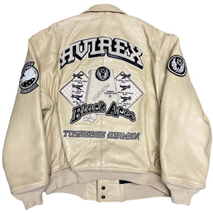 Avirex Black Aces Tuskegee Air Men Leather Jacket In Beige ( XXL )