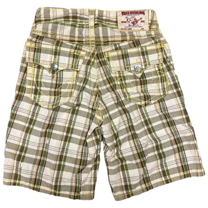 True Religion Tartan Shorts With Yellow Stitch ( W31 )