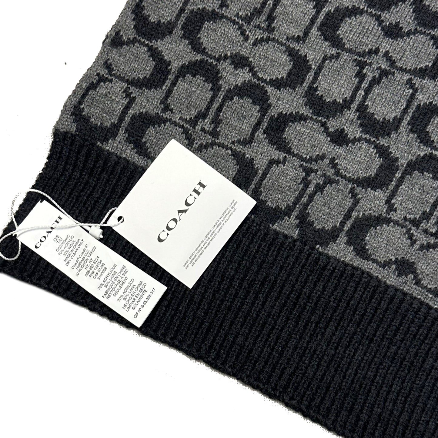 Coach Monogram Scarf In Grey & Black
