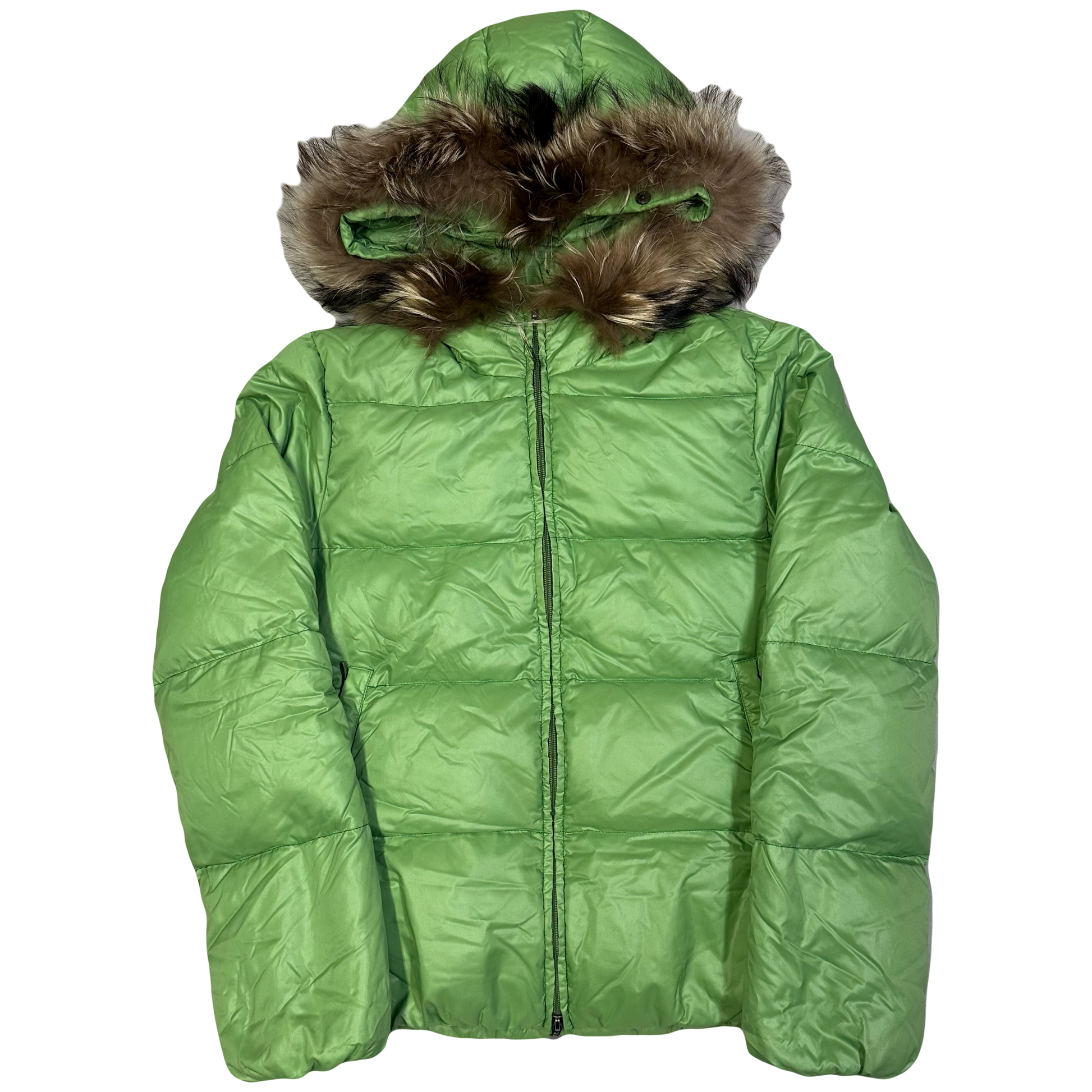 Duvetica Fur Hood Women’s Puffer Jacket In Green ( M ) - 1036 Emporium