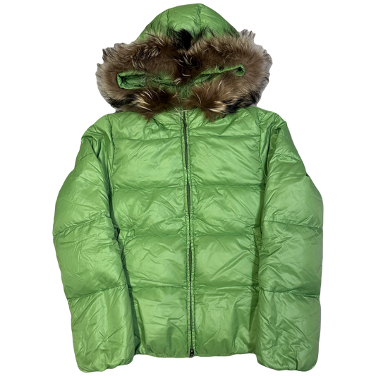 Duvetica Fur Hood Women’s Puffer Jacket In Green ( M ) - 1036 Emporium