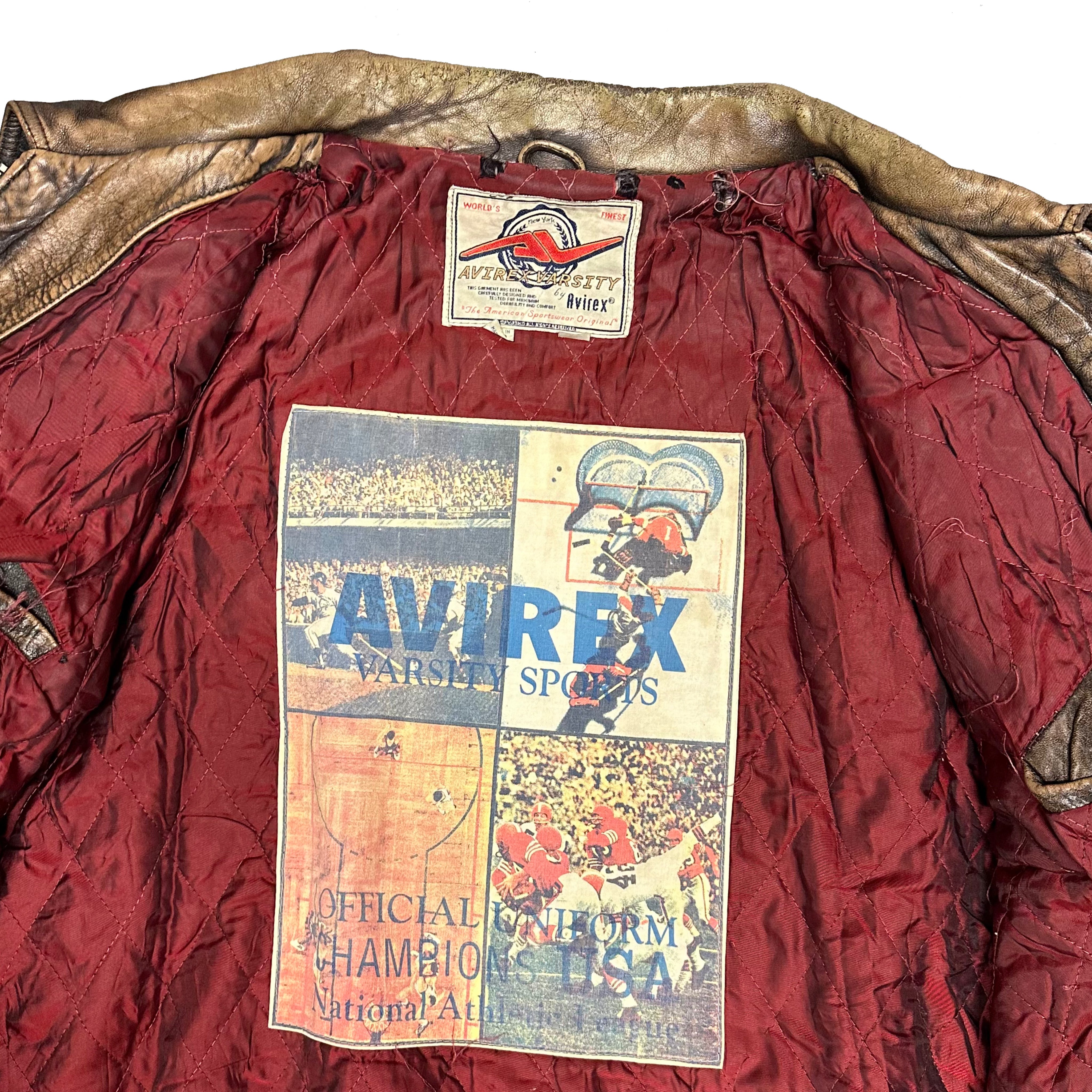 Avirex Icon Leather Jacket In Brown ( XXXL )