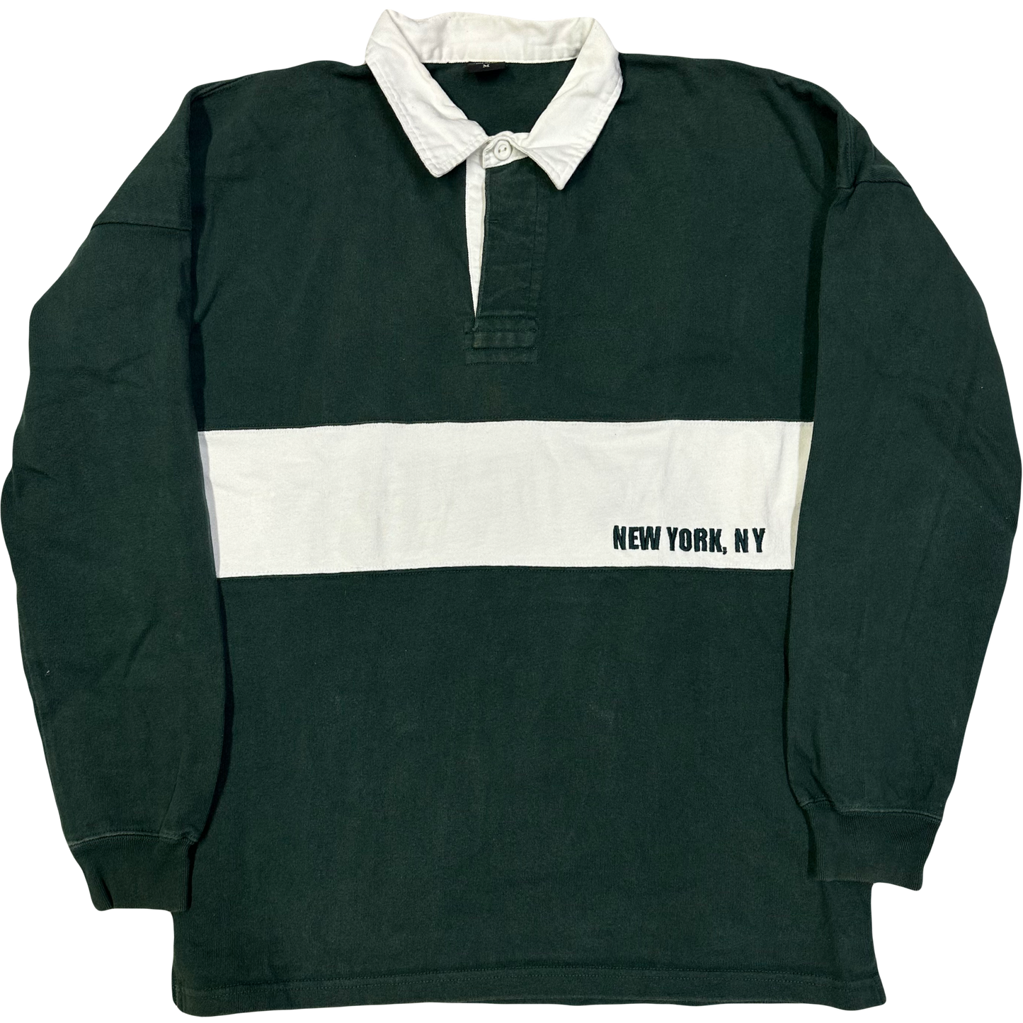Avirex N.Y Spellout Longsleeve Polo In Green ( L )