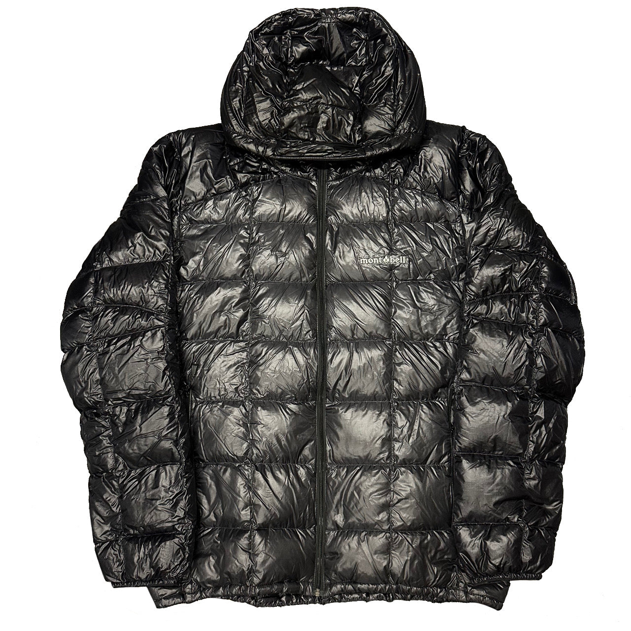 Montbell Two Tone Square Stitch Down Puffer Jacket In Black & Charcoal Grey ( XL )