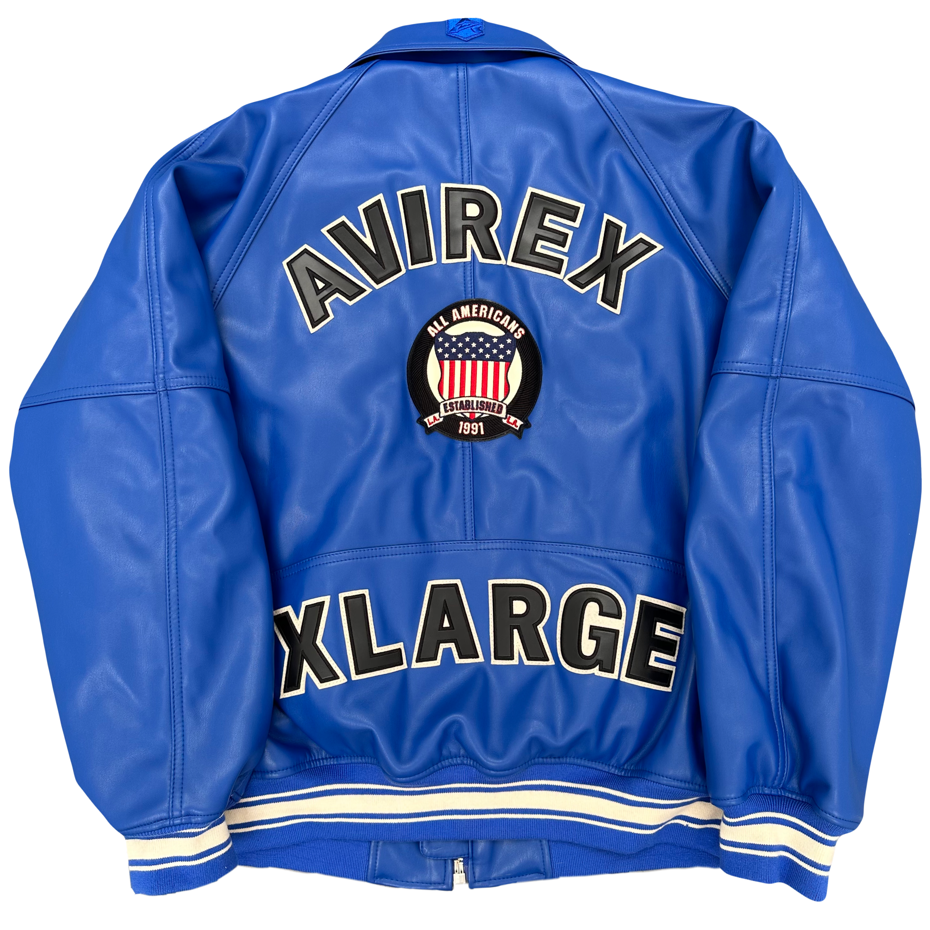 Avirex X XLARGE Icon Leather Jacket In Blue ( XL )