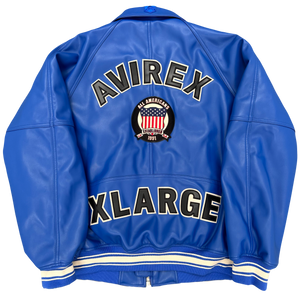 Avirex X XLARGE Icon Leather Jacket In Blue ( XL )