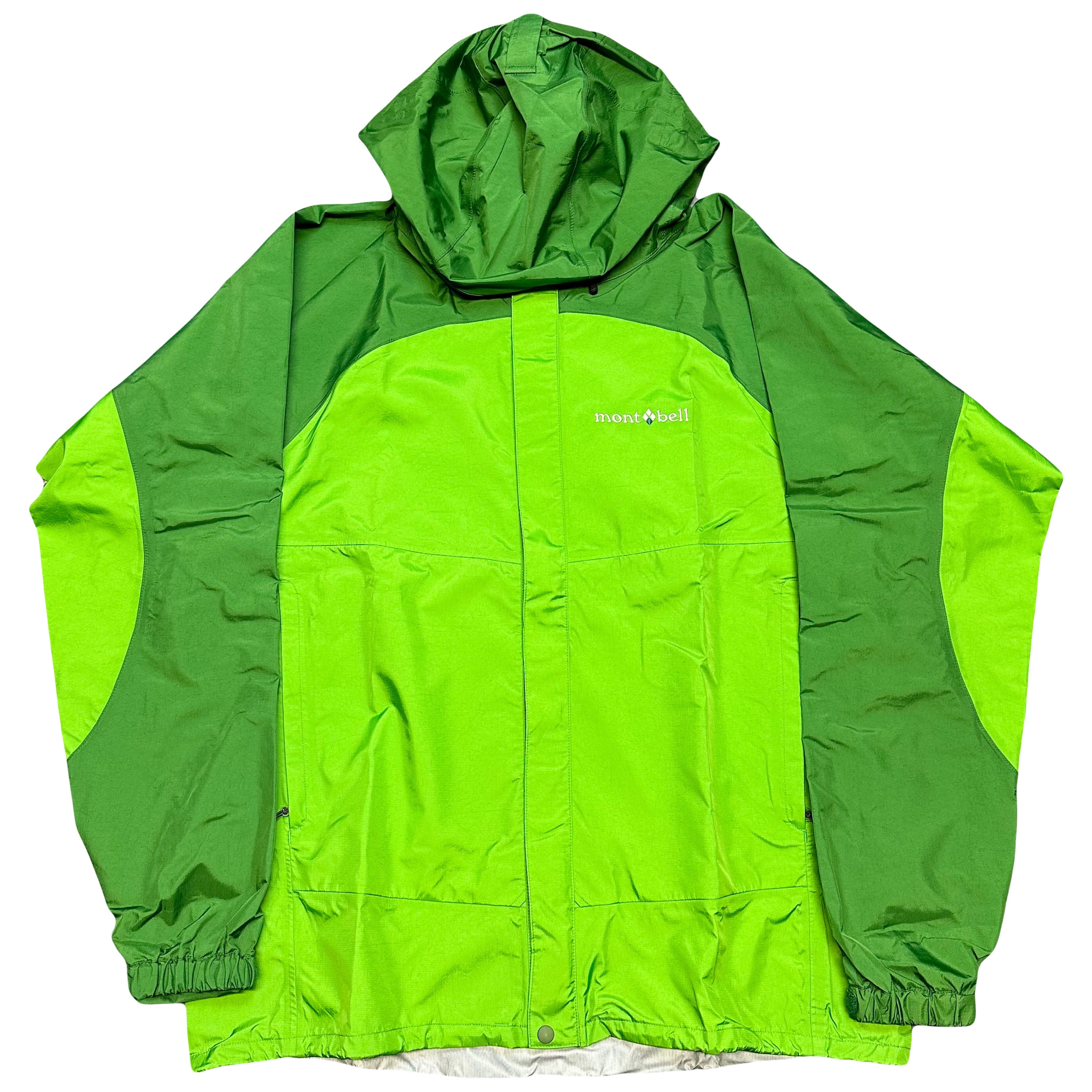 Montbell Two Tone Waterproof Windbreaker Jacket In Green ( L )